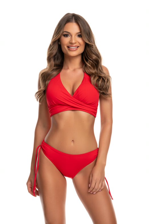 Lapszivacsos (kivehető)-csavart bikini/piros