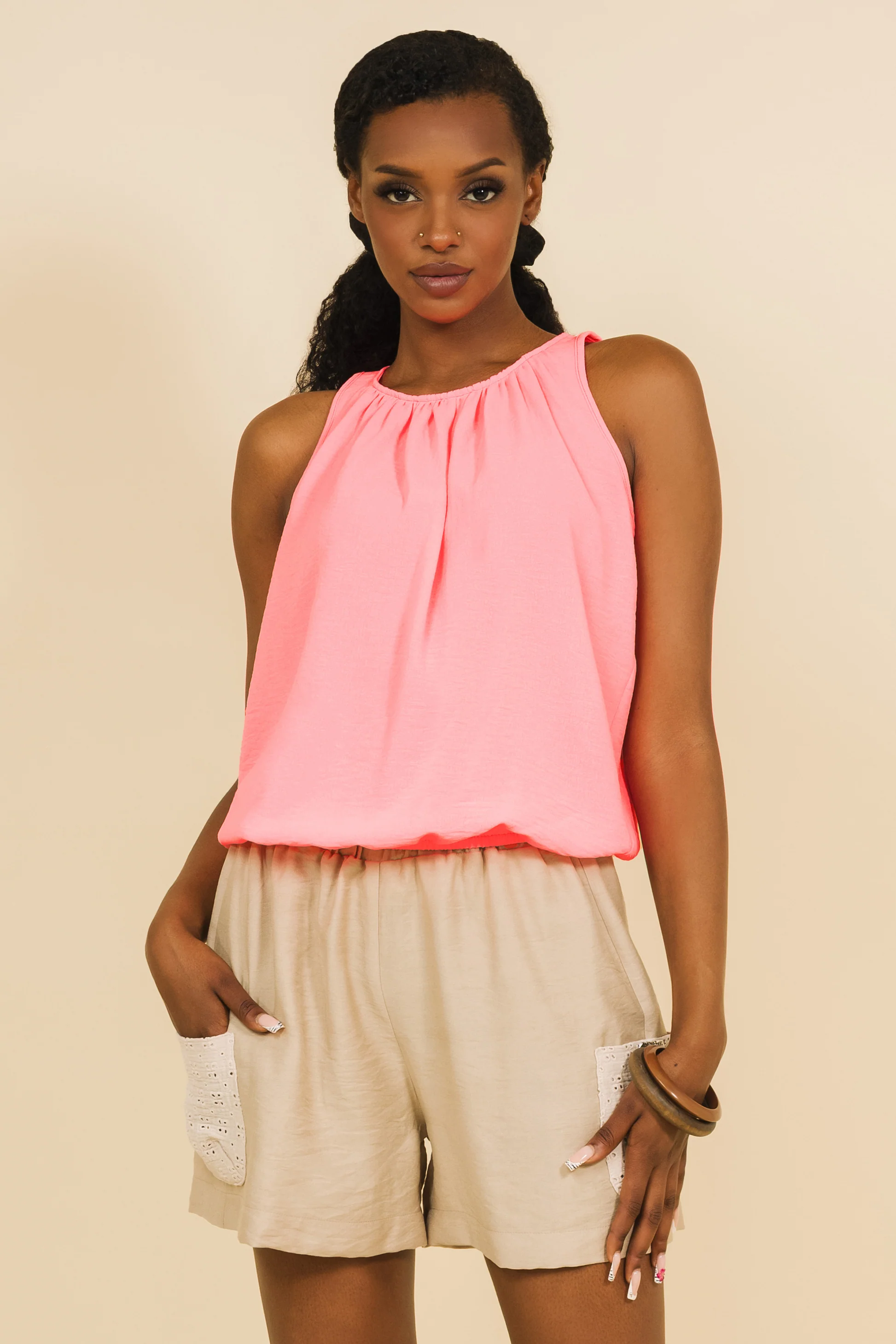 AMNESIA Edina top/neon koral