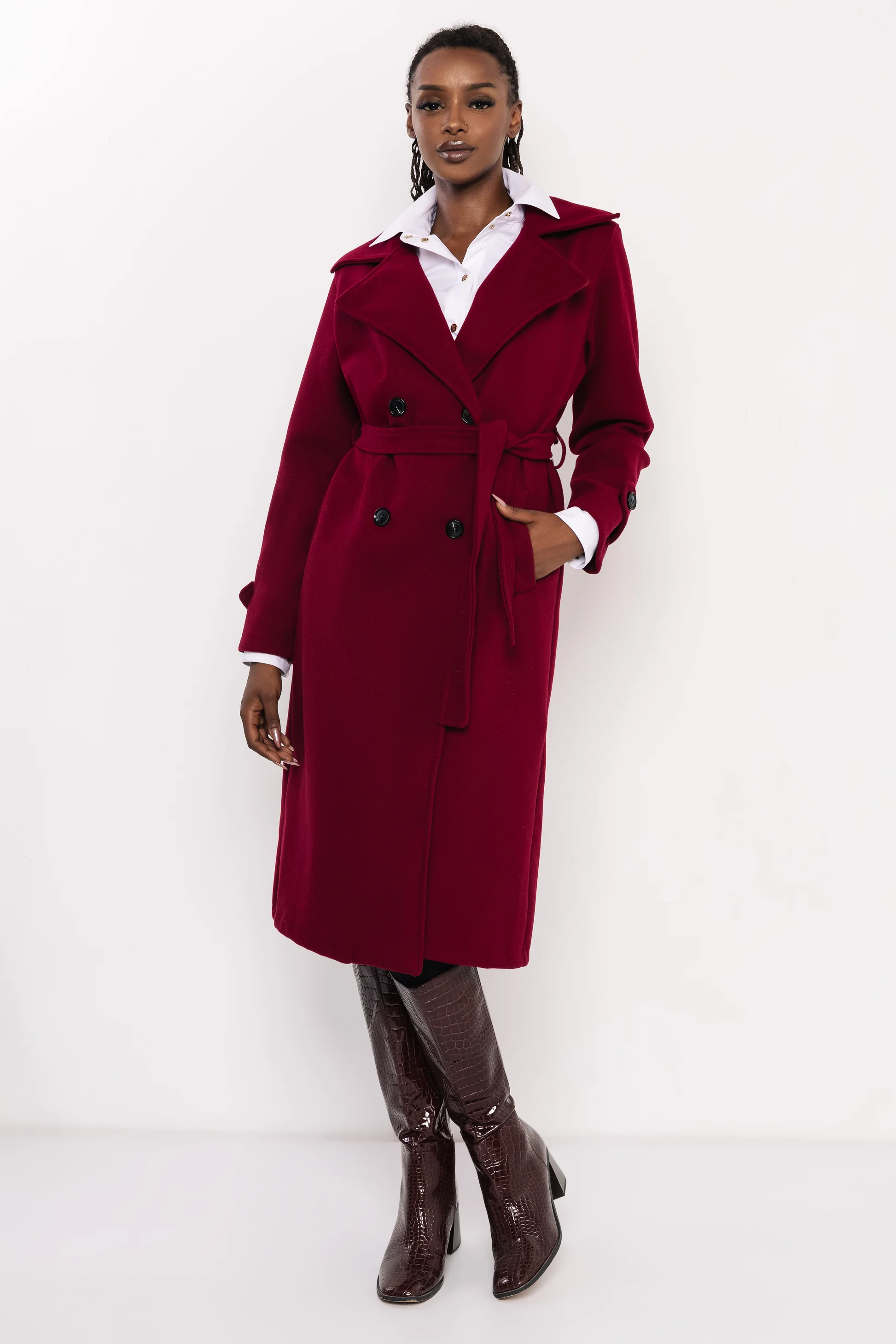 AMNESIA Poma szövetkabát/burgundi