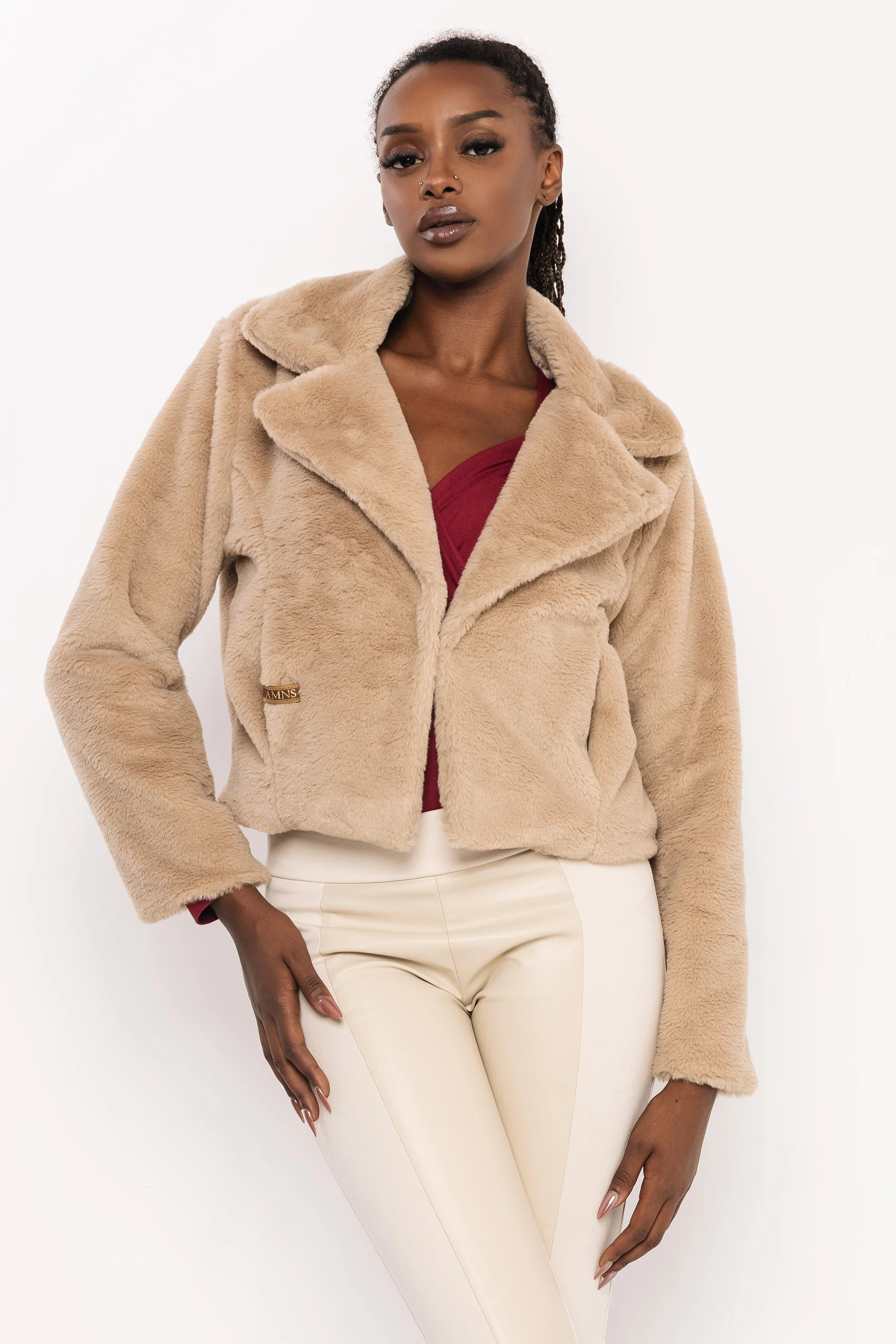 AMNESIA Furila szörme kiskabát/homok