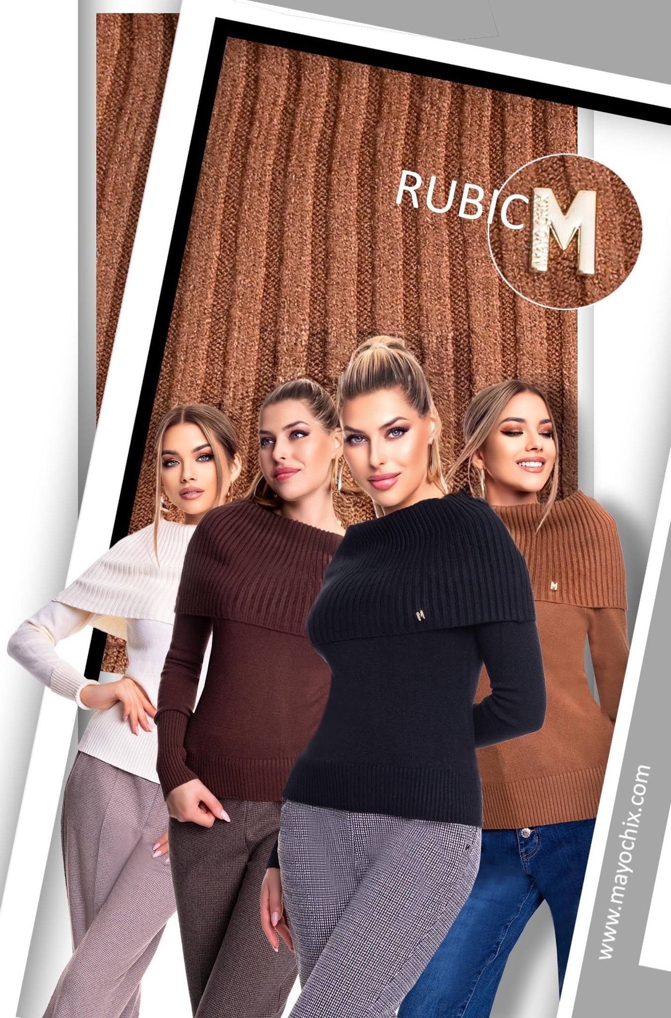 MAYO CHIX Rubic kötött pulóver/csokibarna