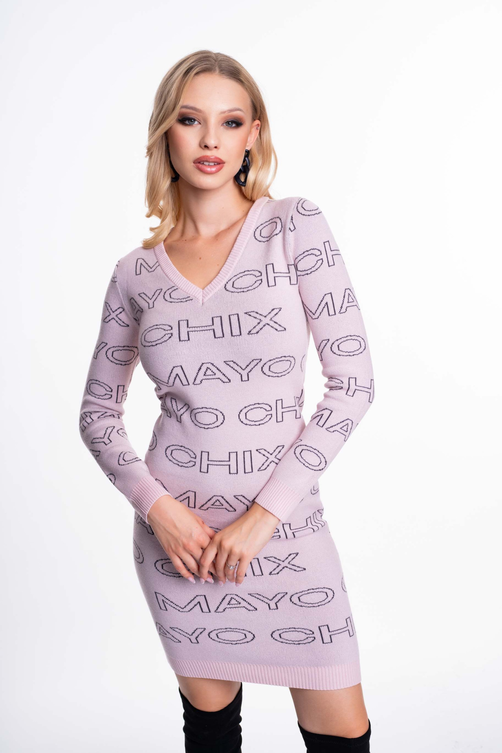 MAYO CHIX Plum kötött ruha/púder