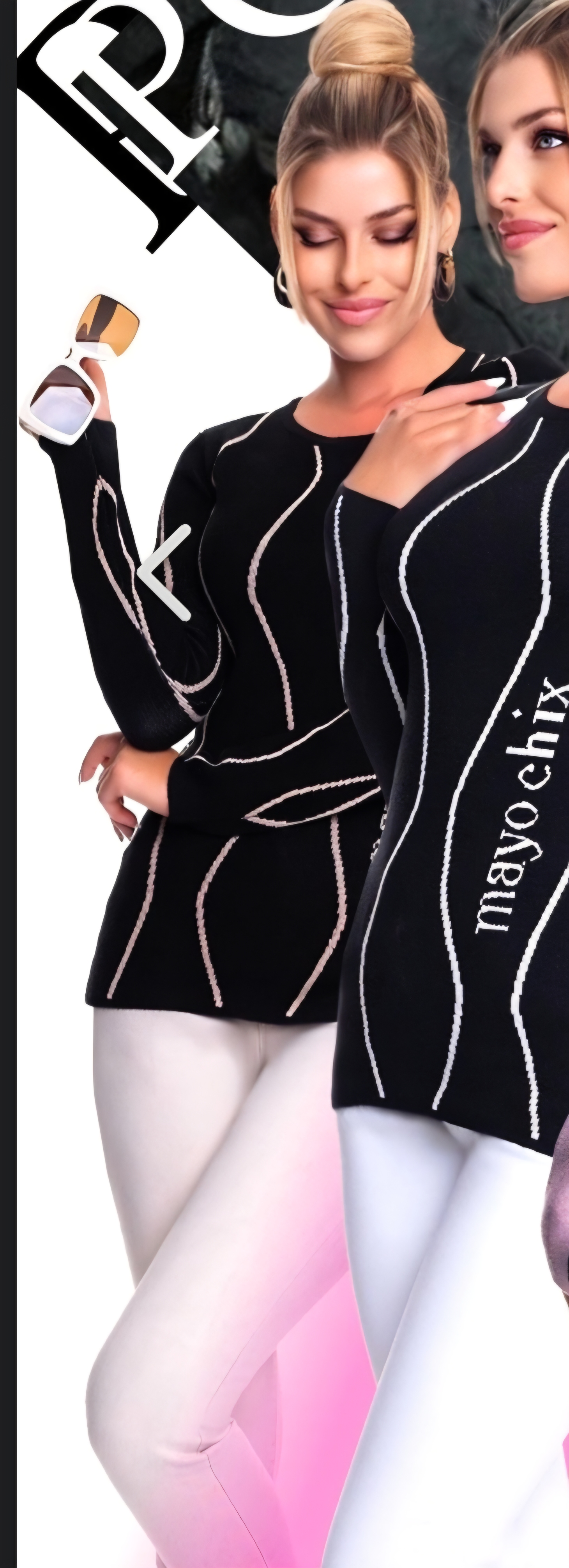 MAYO CHIX Polla kötött pulóver/fekete-BÉZS