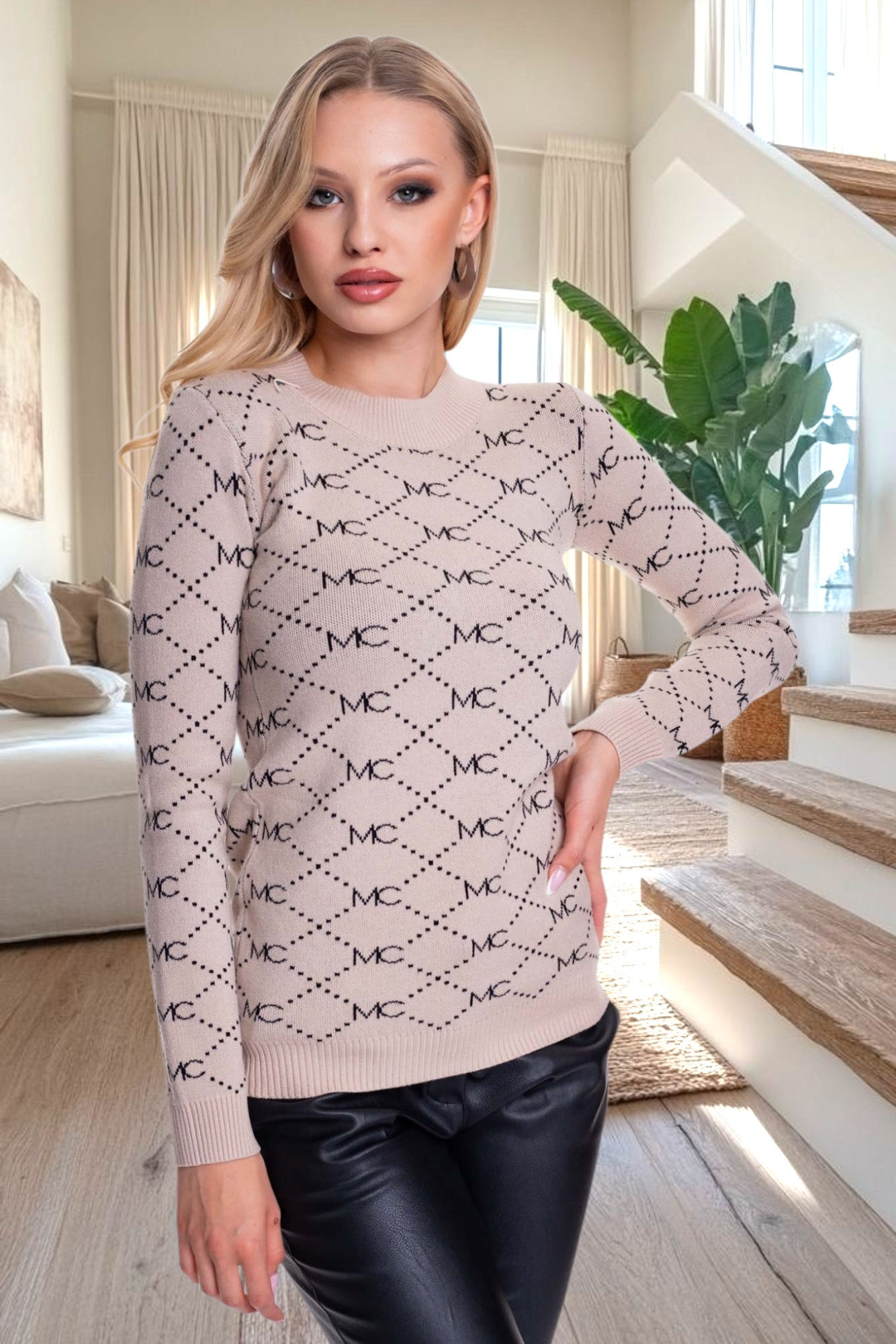 MAYO CHIX Pansy kötött pulóver/bézs