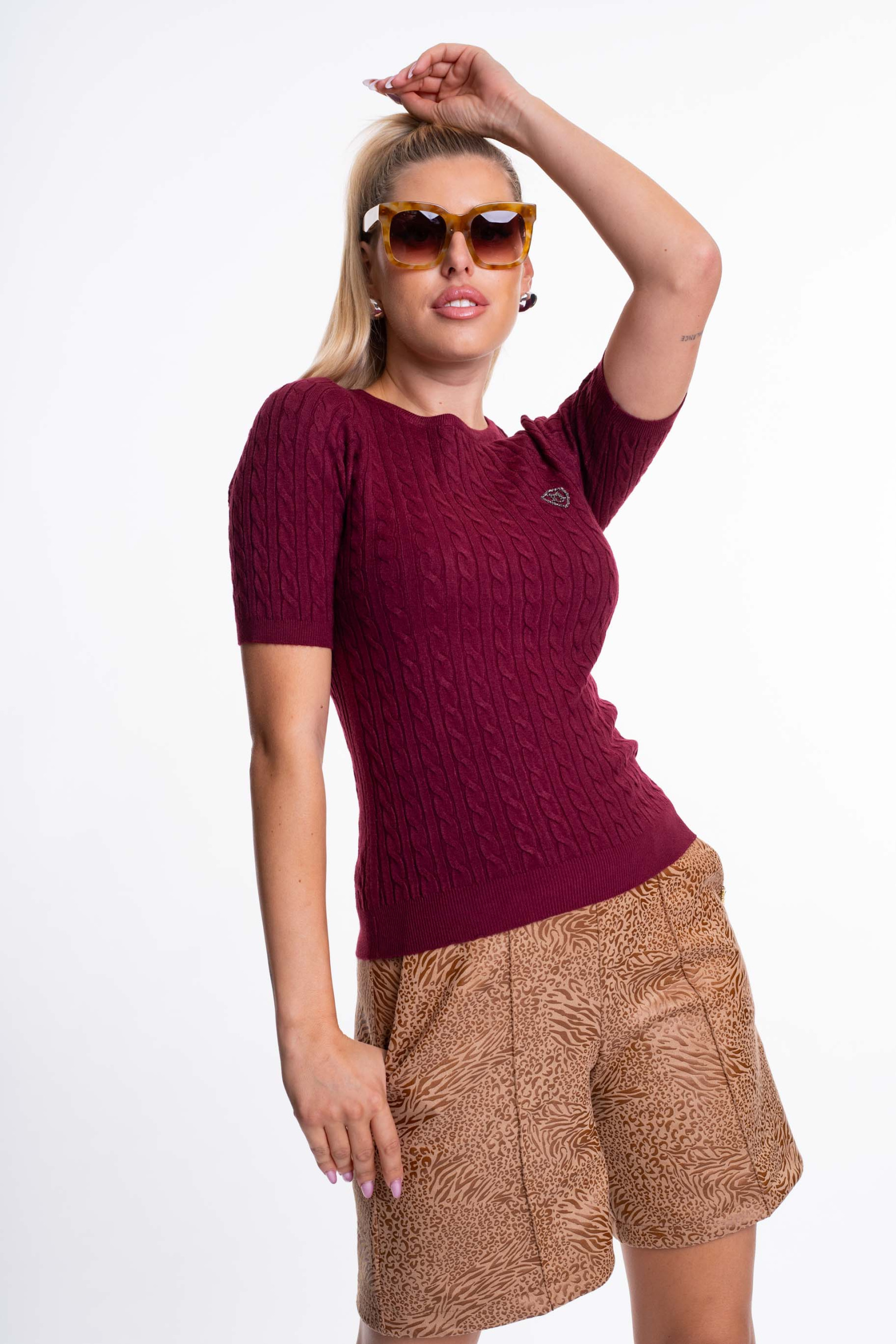 MAYO CHIX Réka kötött pulóver/burgundi