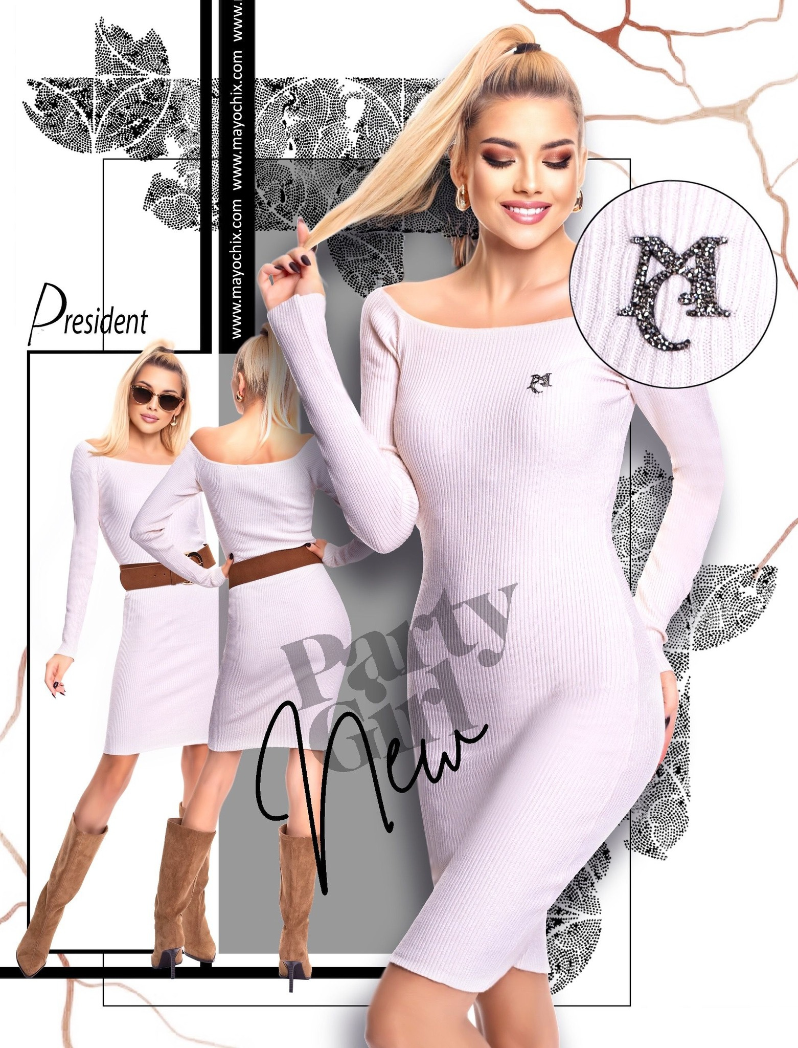 MAYO CHIX President kötött ruha/ekrü