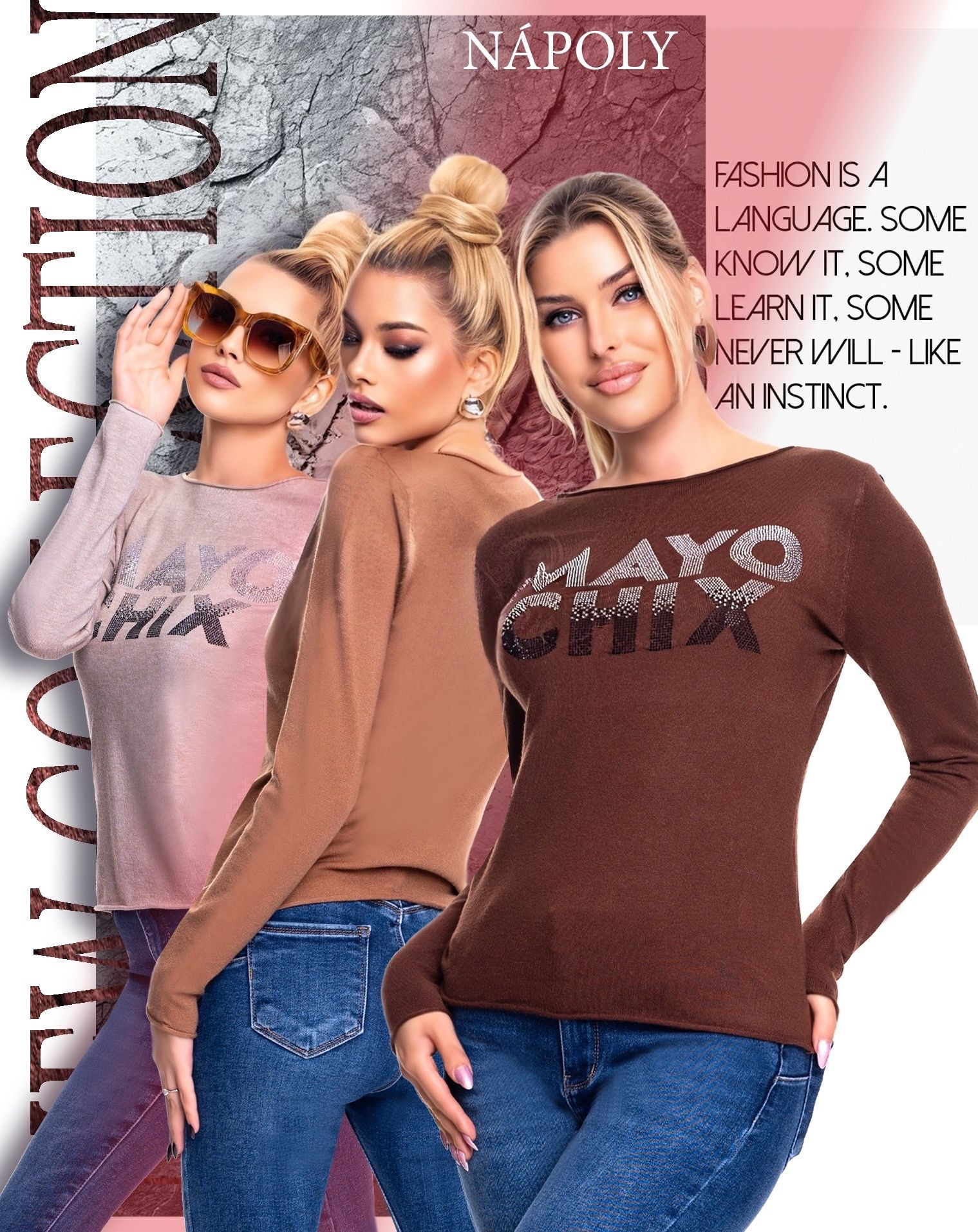 MAYO CHIX Nápoly kötött pulóver/csokoládé