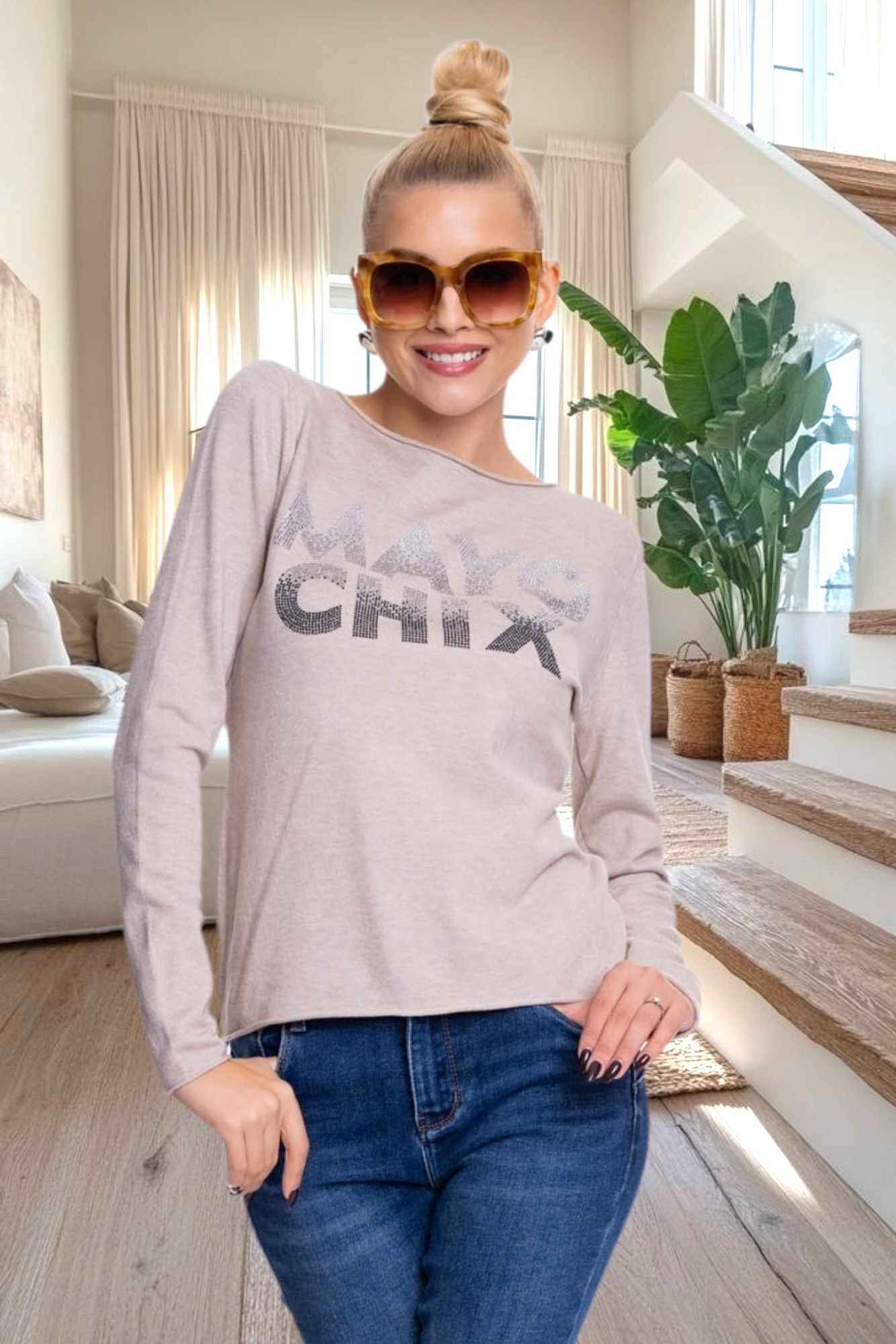 MAYO CHIX Nápoly kötött pulóver/homok