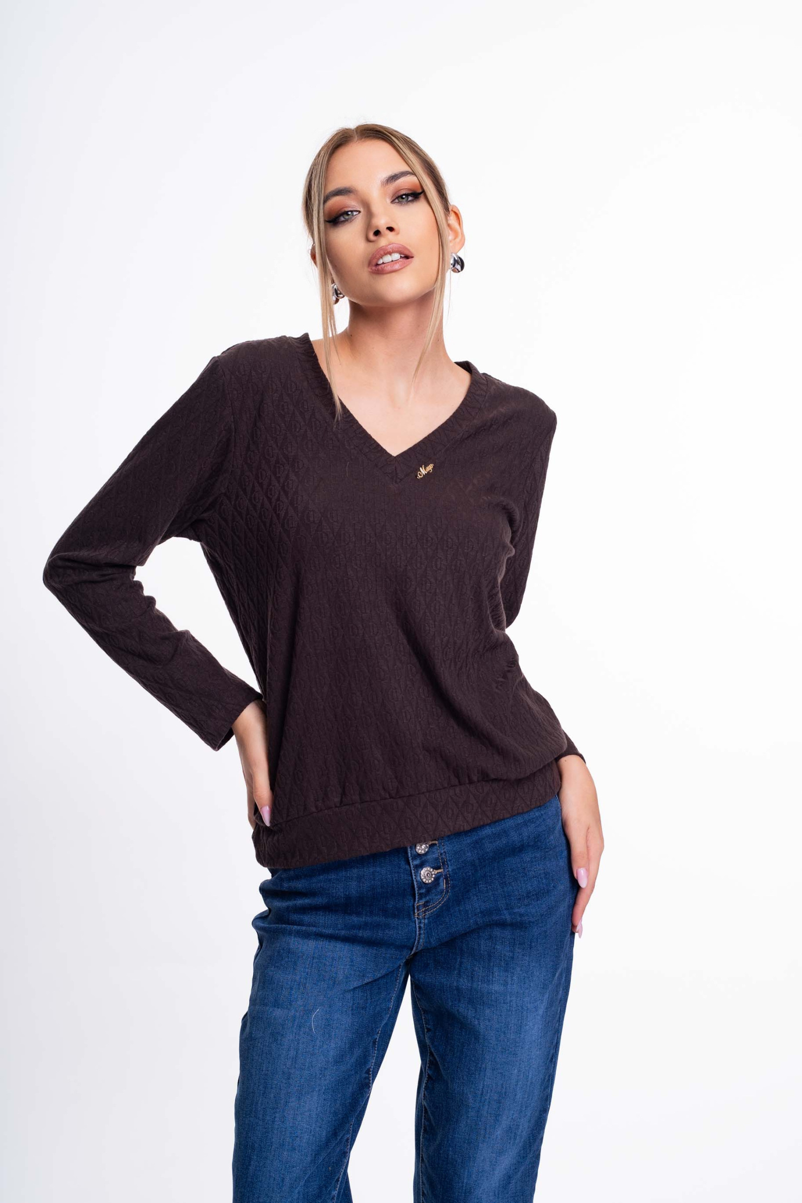 MAYO CHIX Reina mintás felső/csokoládé