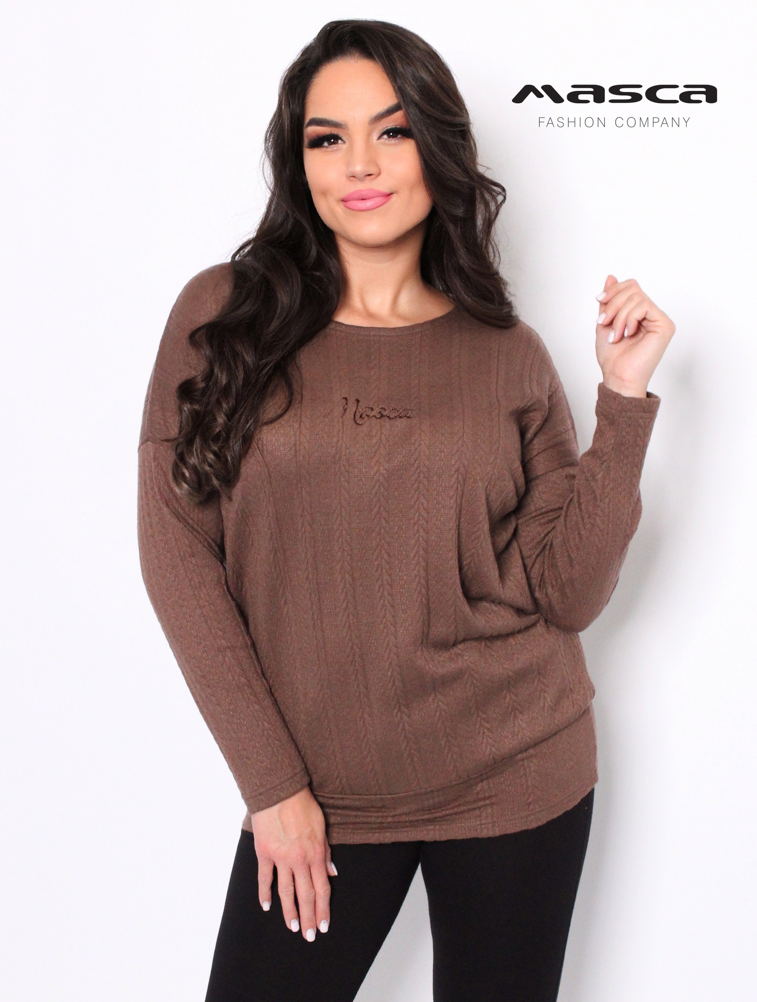 Bő kötött felső/hímzett