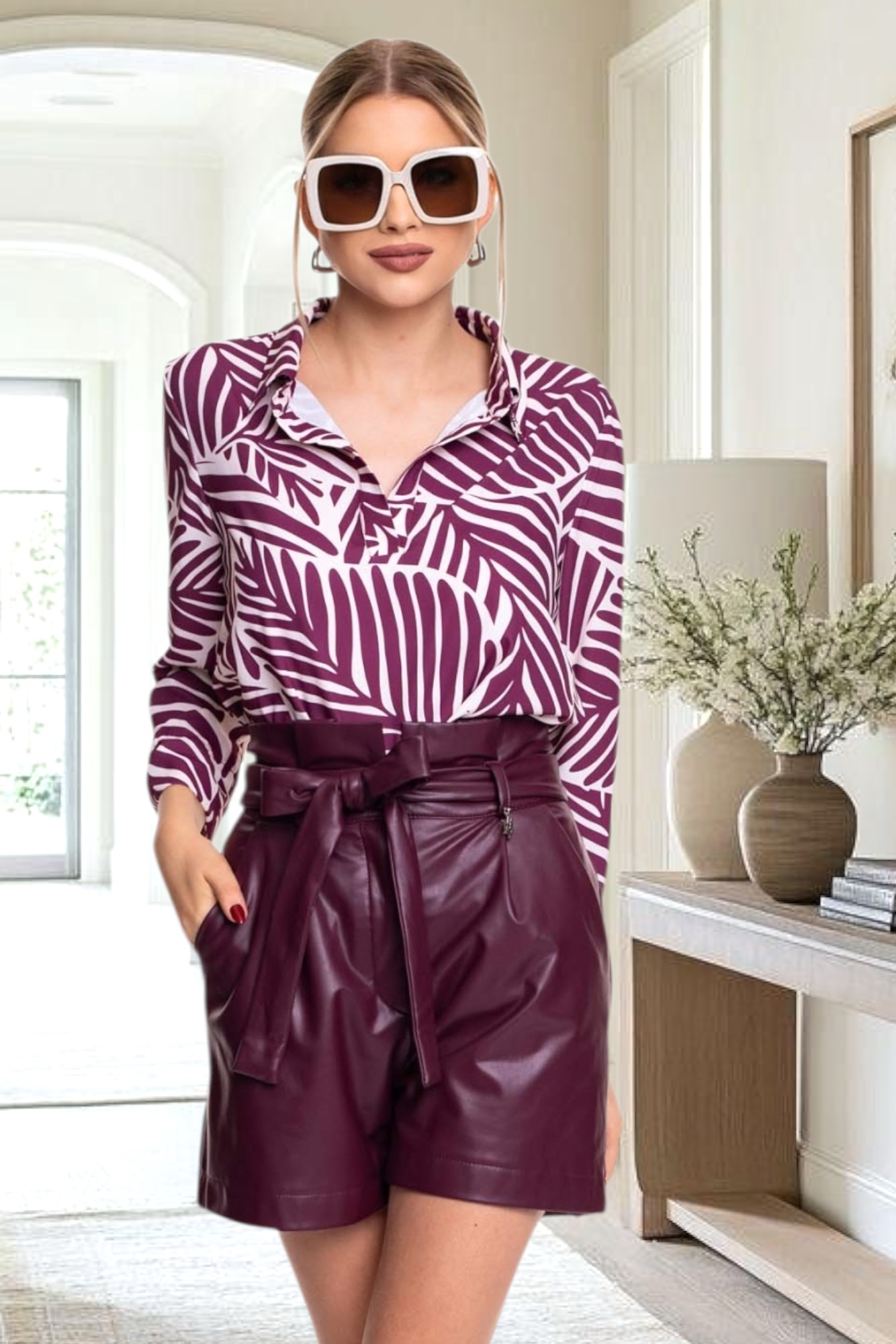 MAYO CHIX Lady műbőr short/burgundi