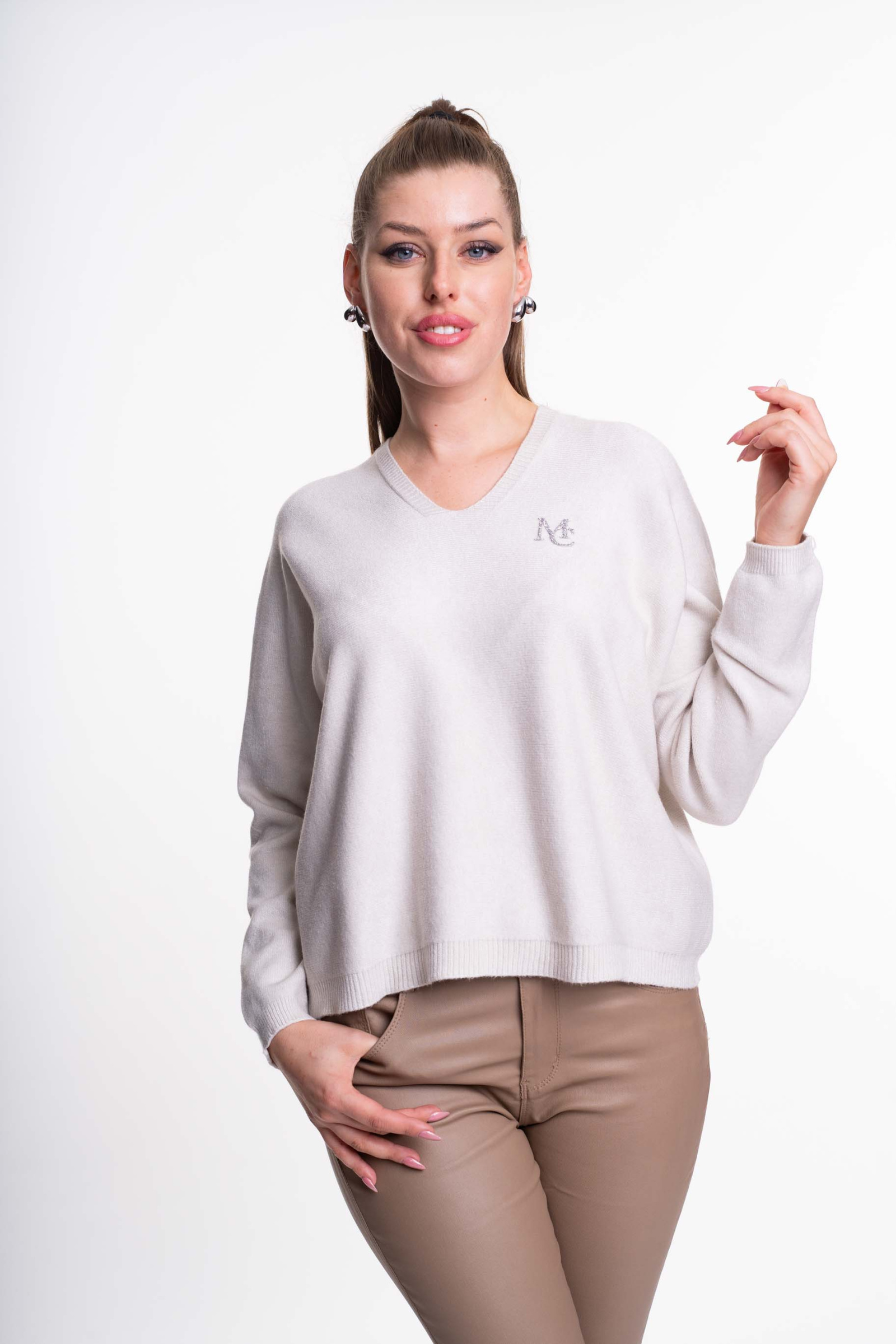 MAYO CHIX Montblanc kötött pulóver/világosbézs