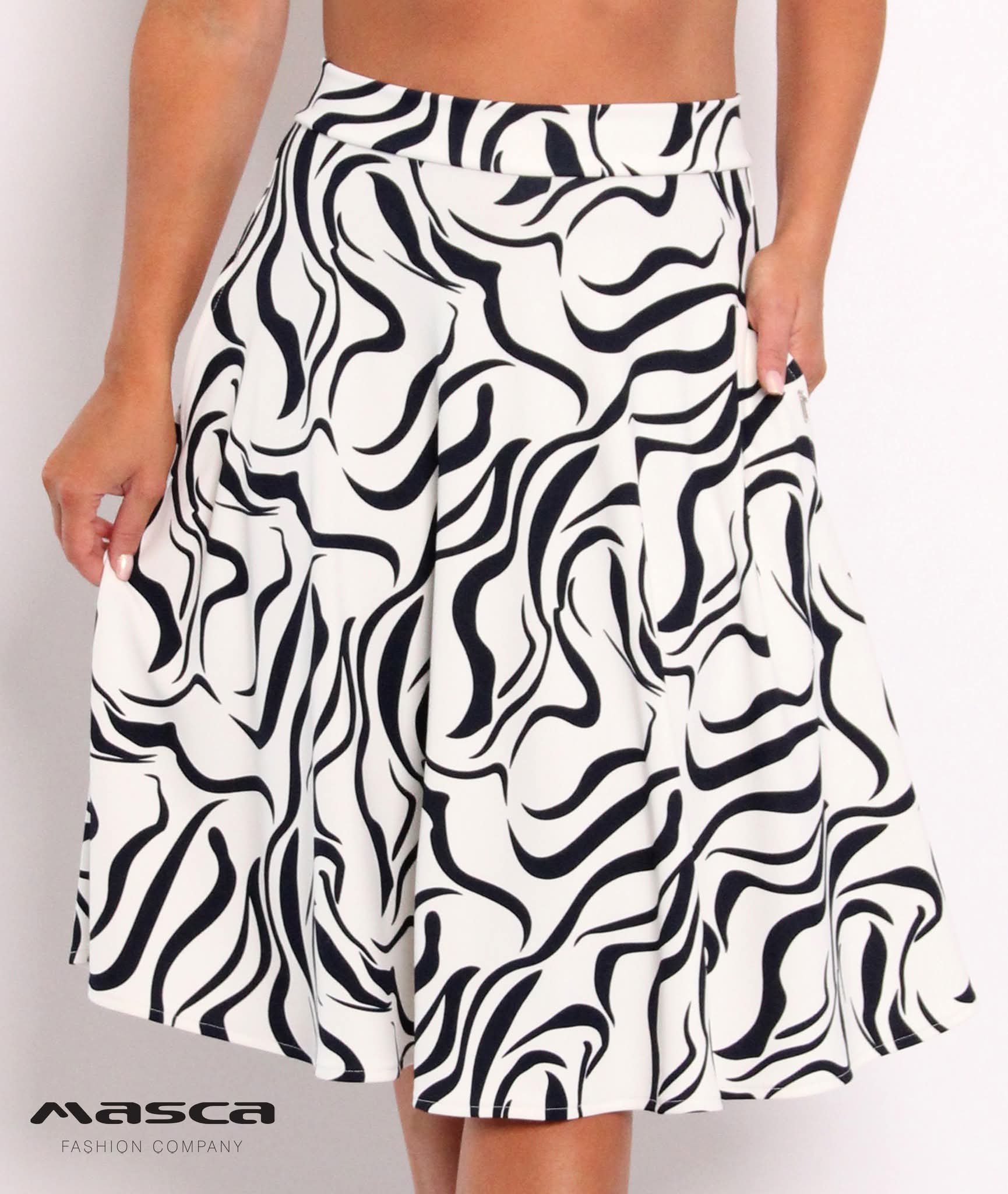 Zsebes mintás szoknya/ekrü-sötétkék